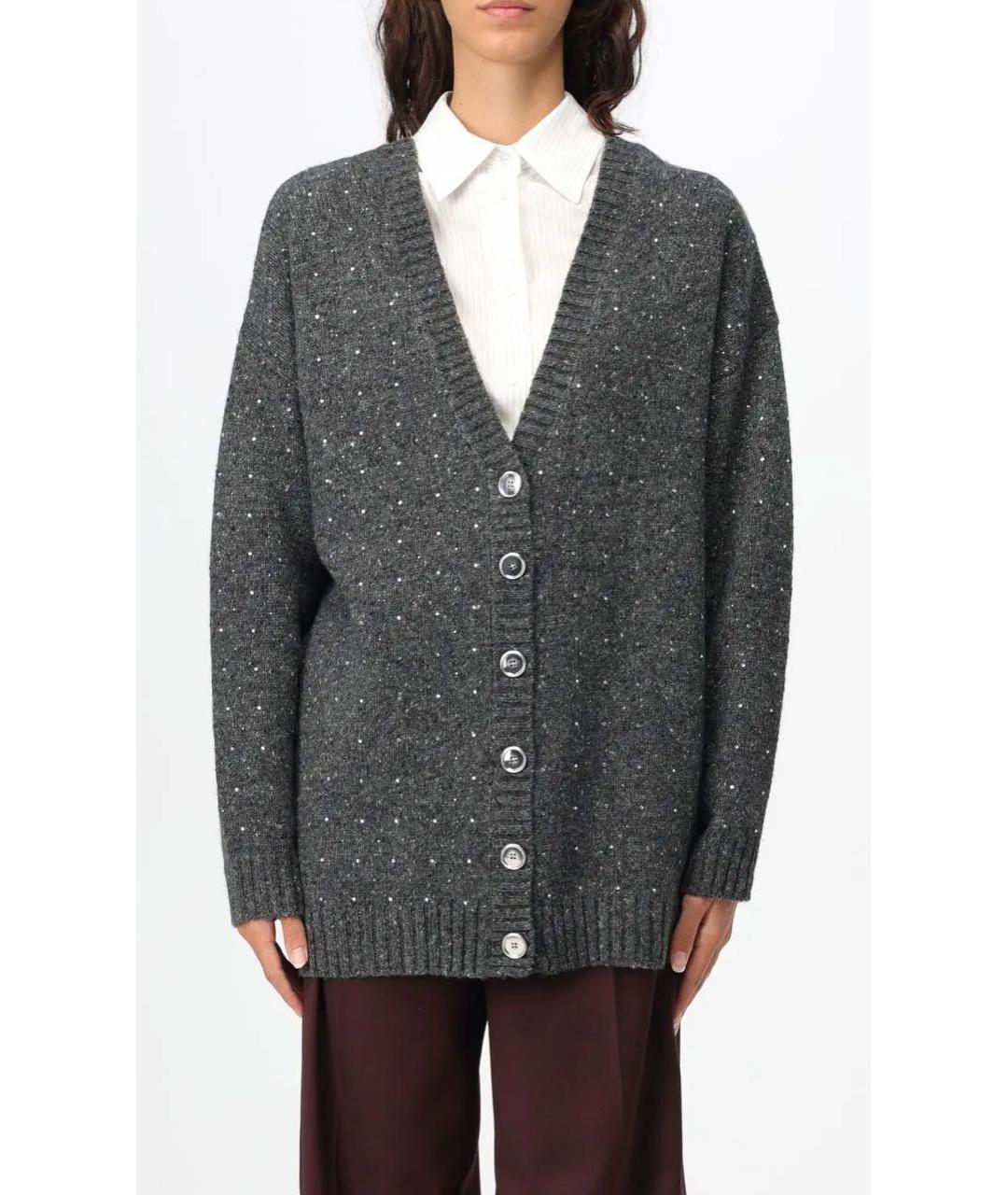 PINKO Антрацитовый шерстяной кардиган, фото 6