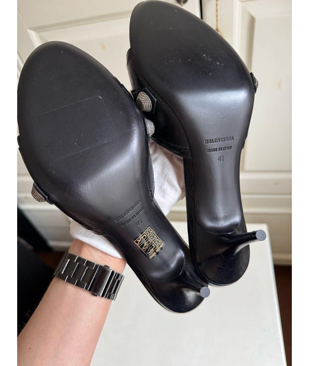 BALENCIAGA Черные кожаные мюли, фото 5