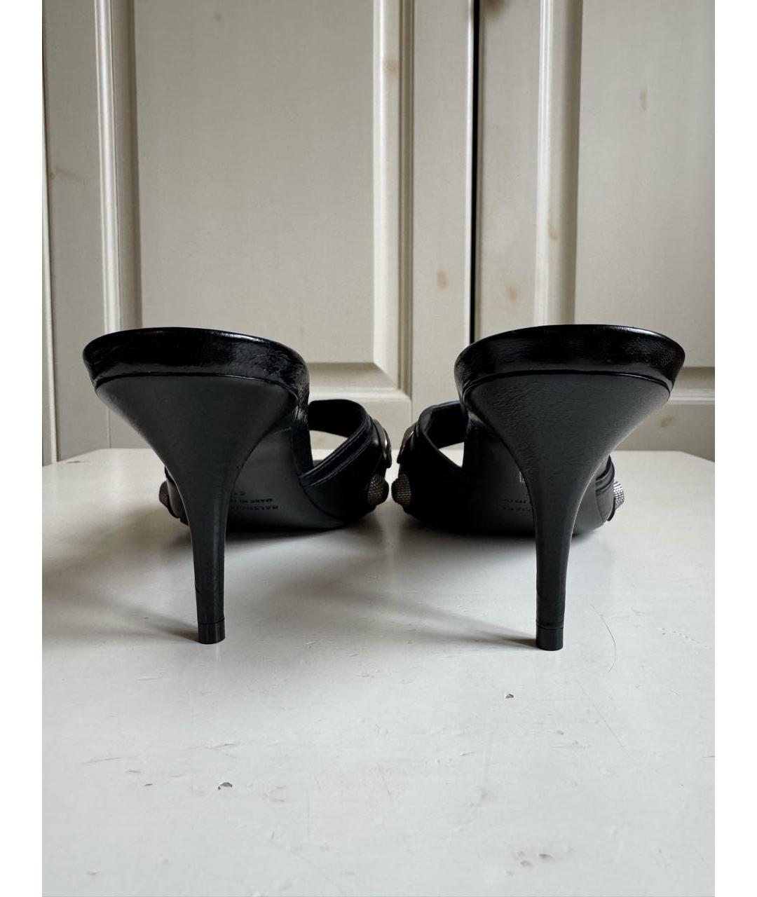 BALENCIAGA Черные кожаные мюли, фото 4