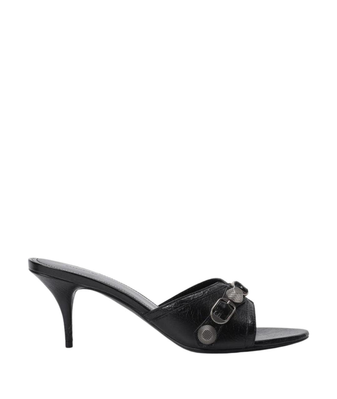 BALENCIAGA Черные кожаные мюли, фото 1