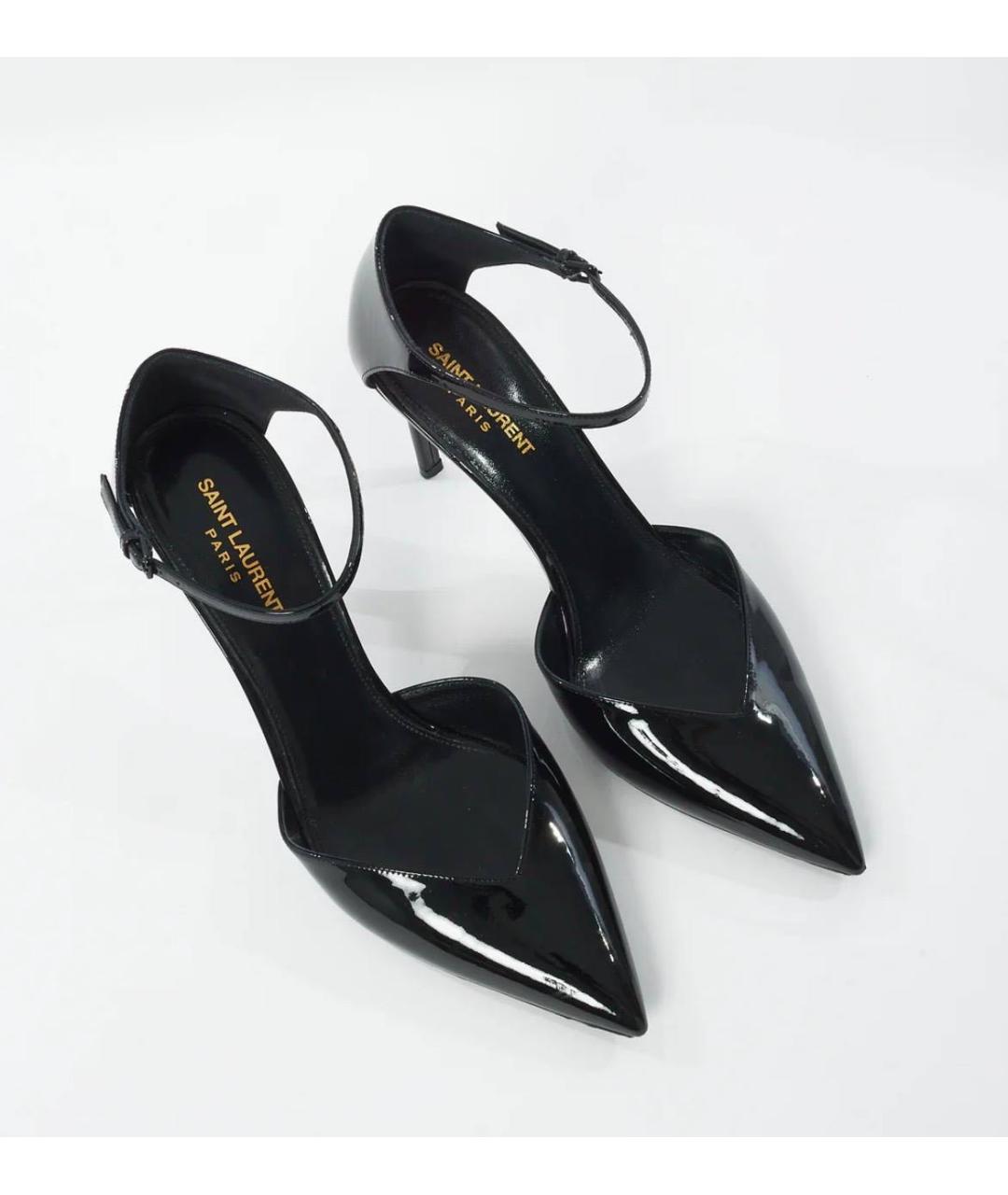 SAINT LAURENT Черные босоножки из лакированной кожи, фото 2
