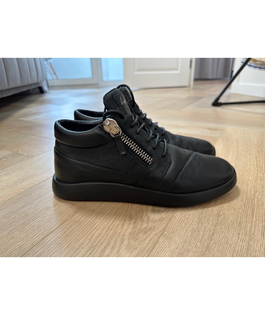 GIUSEPPE ZANOTTI DESIGN Черные кожаные высокие ботинки, фото 9