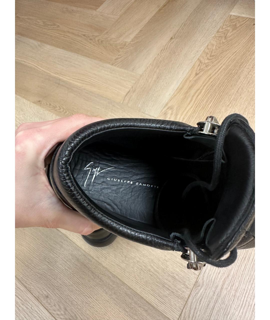 GIUSEPPE ZANOTTI DESIGN Черные кожаные высокие ботинки, фото 7