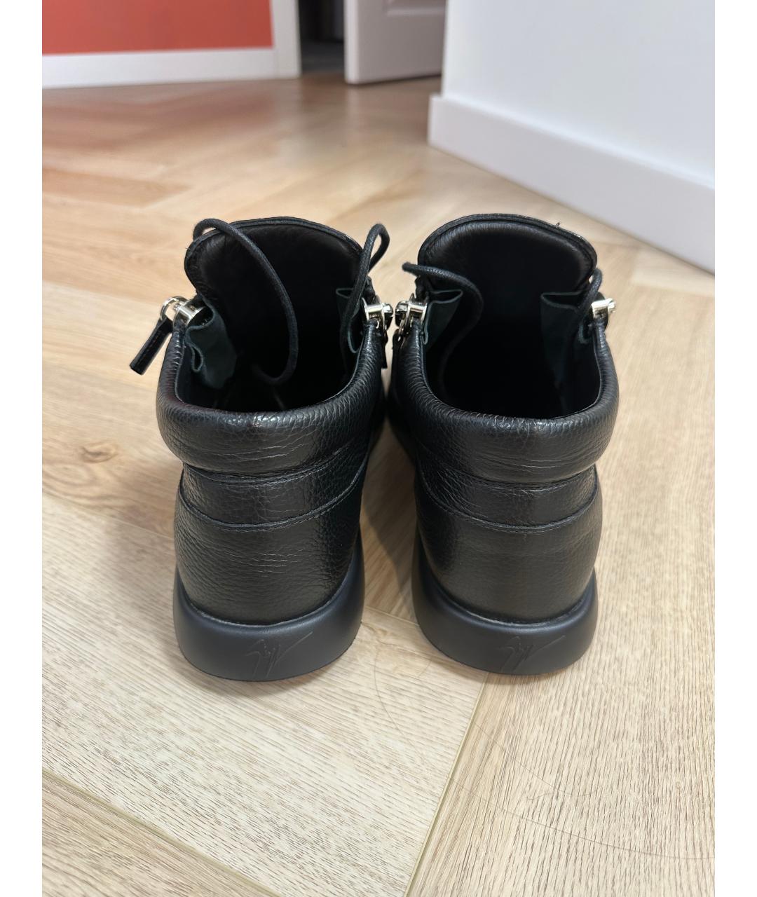 GIUSEPPE ZANOTTI DESIGN Черные кожаные высокие ботинки, фото 4