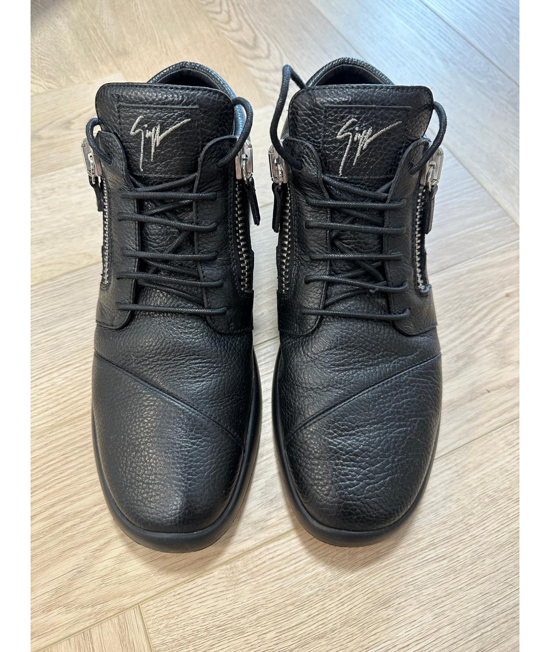 GIUSEPPE ZANOTTI DESIGN Черные кожаные высокие ботинки, фото 5