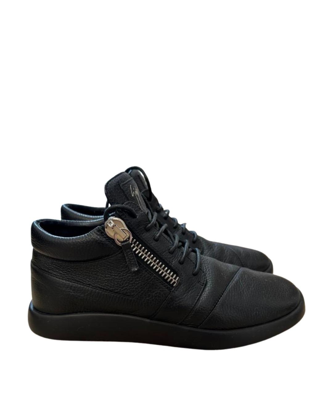 GIUSEPPE ZANOTTI DESIGN Черные кожаные высокие ботинки, фото 1