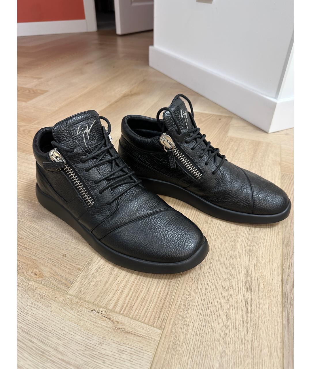 GIUSEPPE ZANOTTI DESIGN Черные кожаные высокие ботинки, фото 8