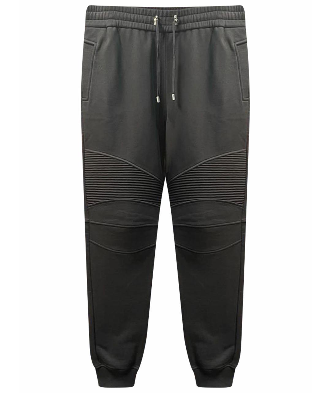 BALMAIN Черные хлопко-эластановые повседневные брюки, фото 1