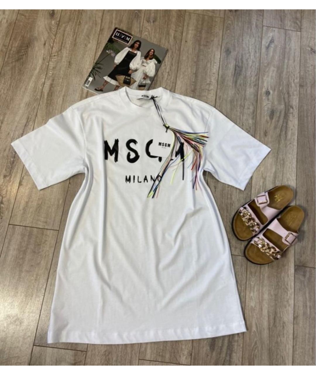 MSGM Белое хлопковое повседневное платье, фото 3