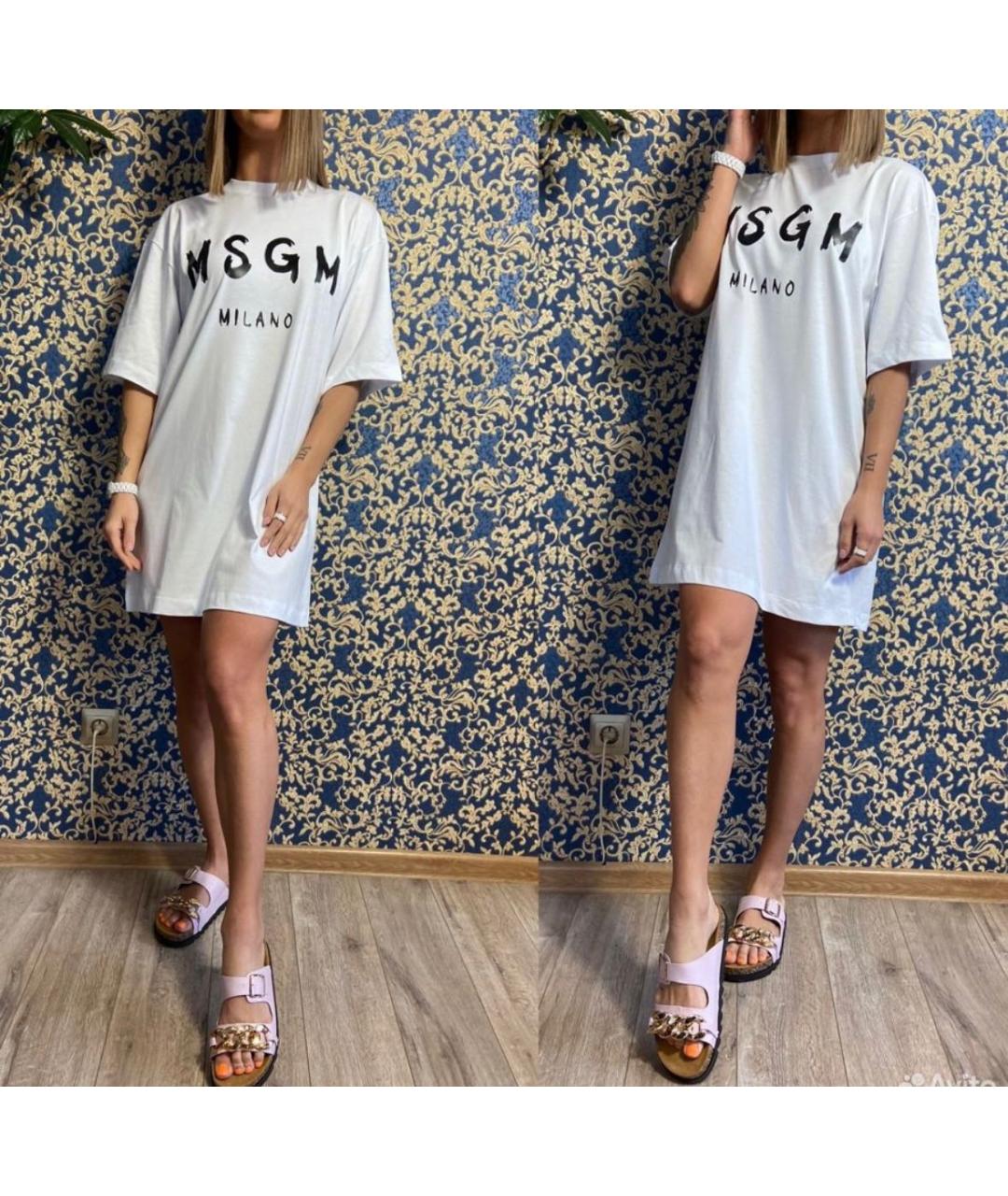 MSGM Белое хлопковое повседневное платье, фото 8