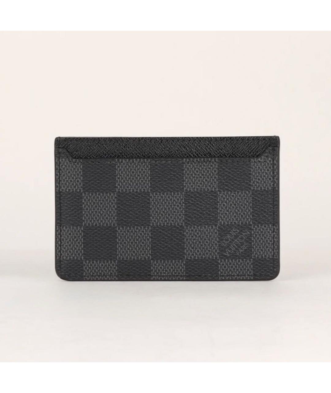 LOUIS VUITTON Черный кожаный кардхолдер, фото 3