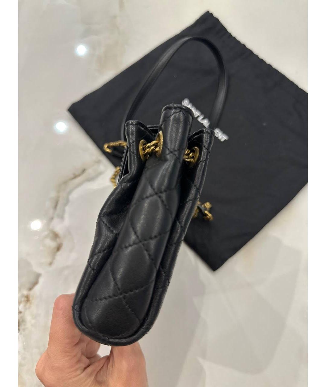 SAINT LAURENT Черная кожаная сумка через плечо, фото 2