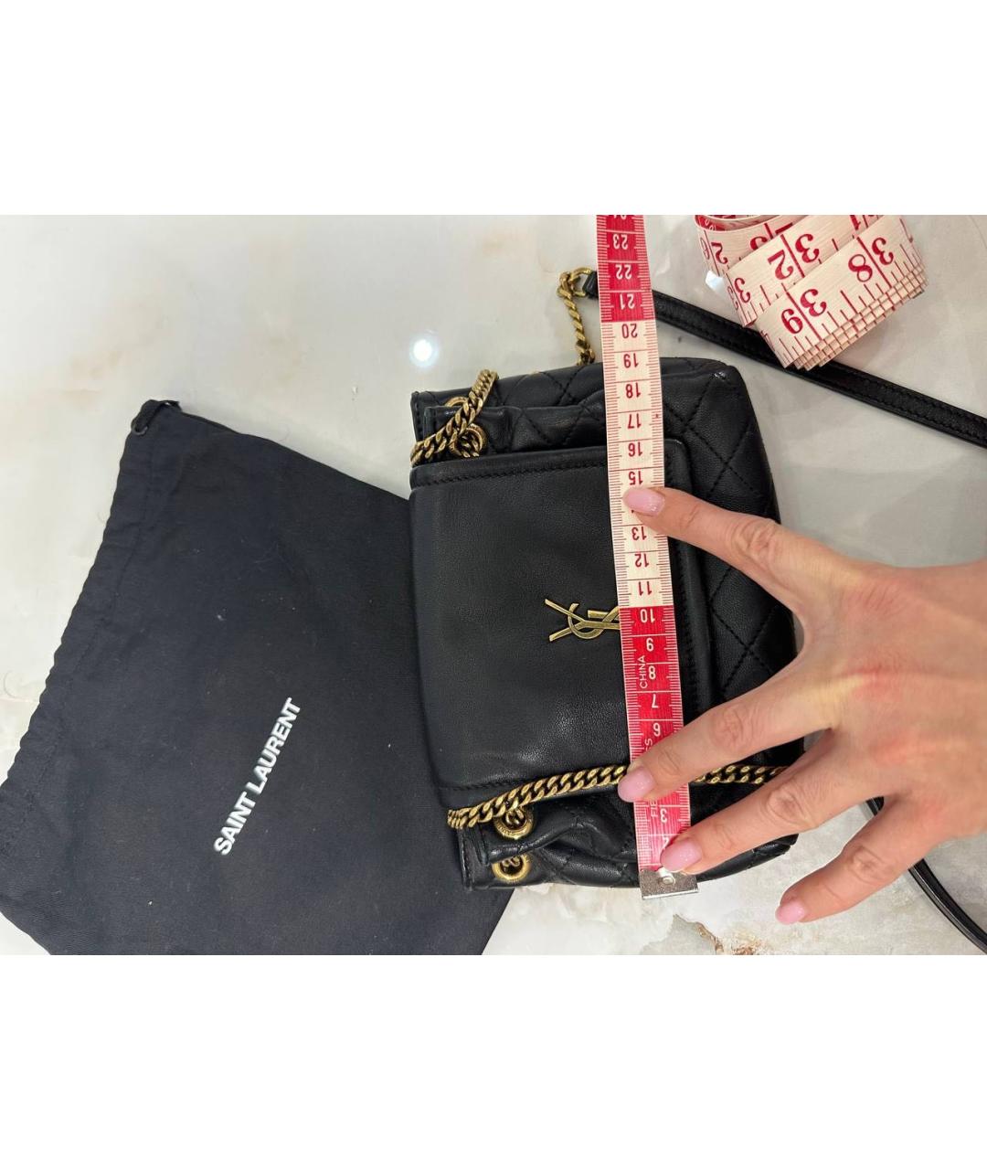 SAINT LAURENT Черная кожаная сумка через плечо, фото 8