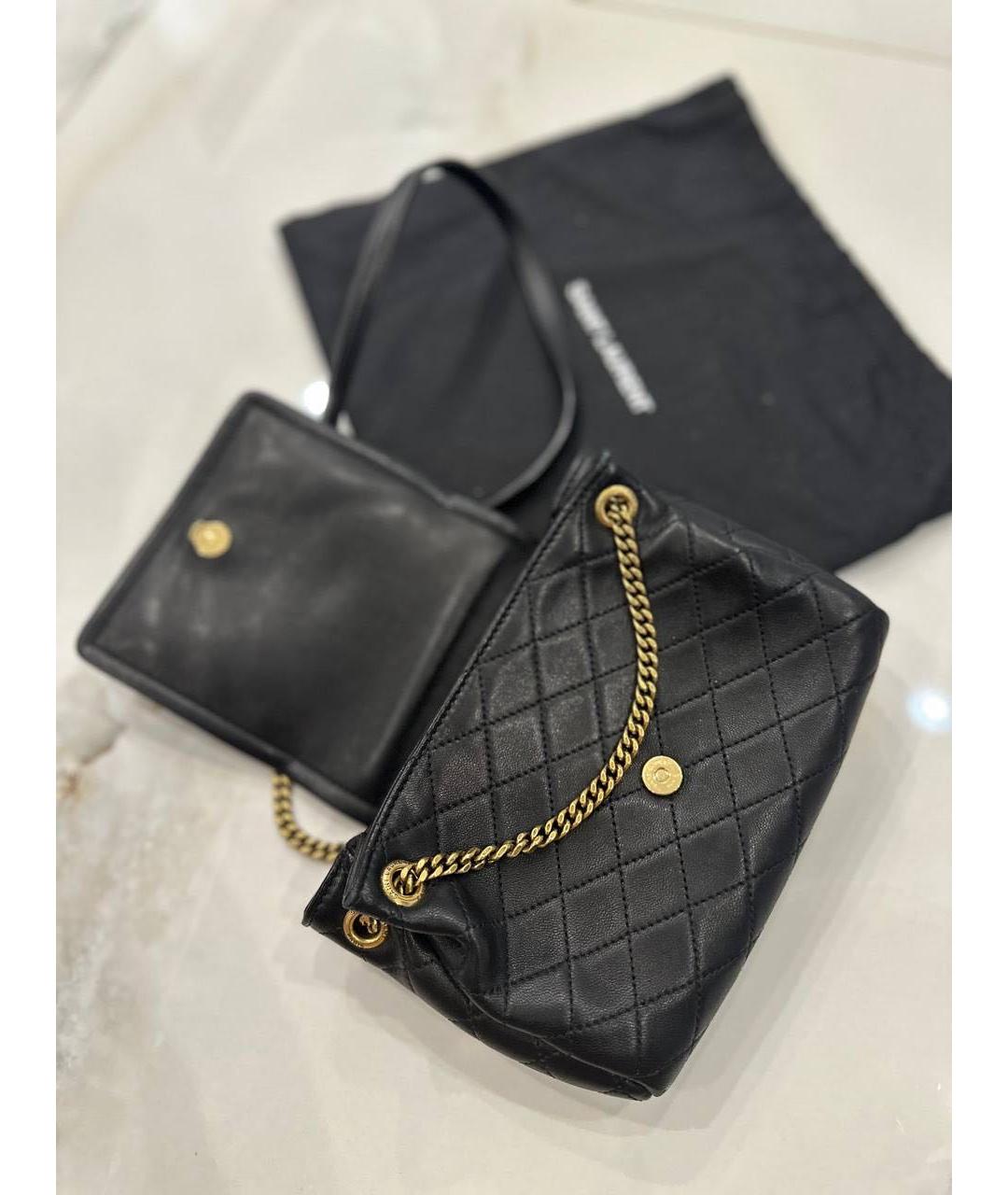 SAINT LAURENT Черная кожаная сумка через плечо, фото 5