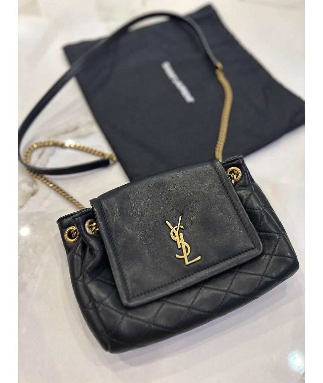 SAINT LAURENT Черная кожаная сумка через плечо, фото 9