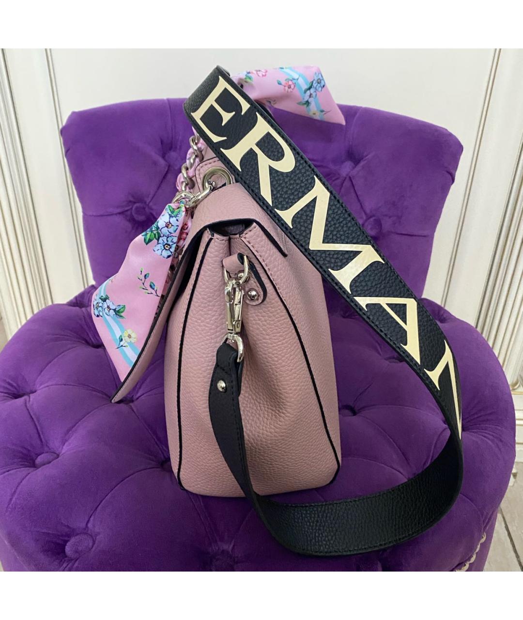 ERMANNO SCERVINO Розовая сумка с короткими ручками из искусственной кожи, фото 7