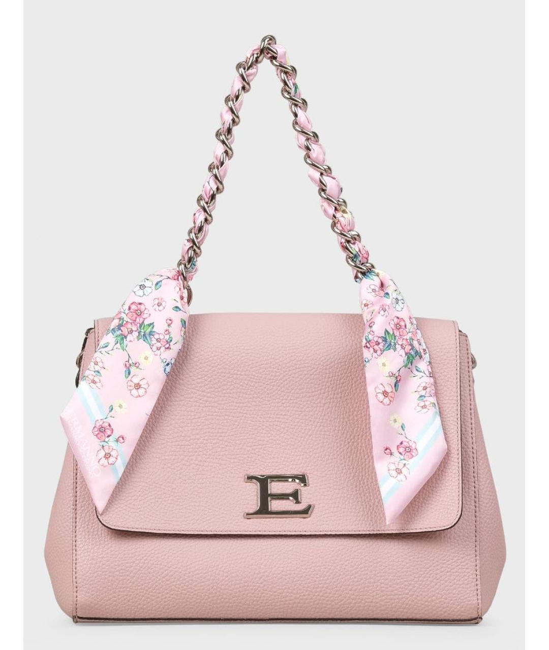 ERMANNO SCERVINO Розовая сумка с короткими ручками из искусственной кожи, фото 9