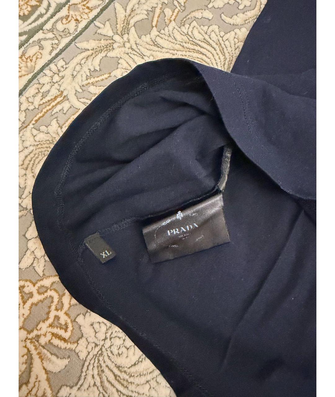 PRADA Темно-синяя хлопковая футболка, фото 4