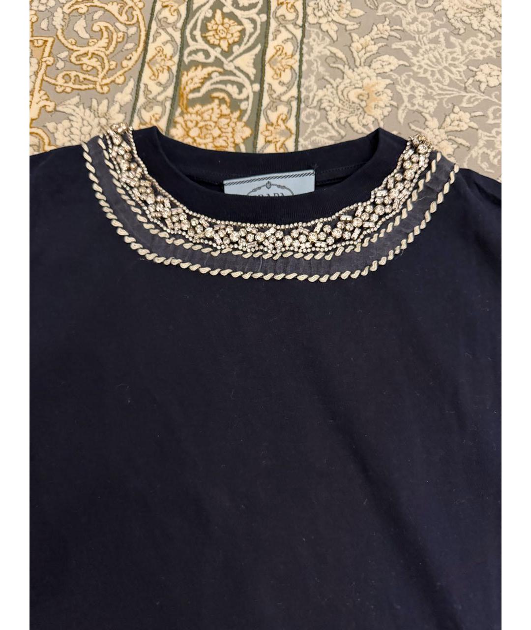 PRADA Темно-синяя хлопковая футболка, фото 2