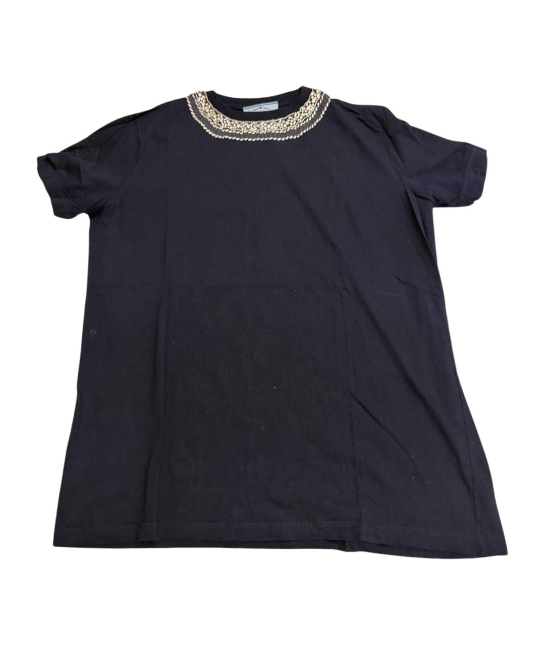 PRADA Темно-синяя хлопковая футболка, фото 1