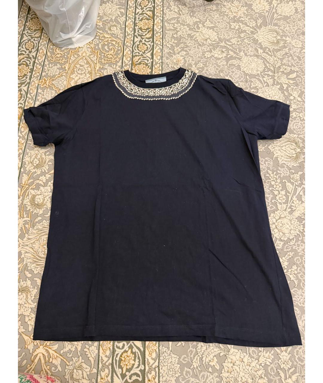 PRADA Темно-синяя хлопковая футболка, фото 5