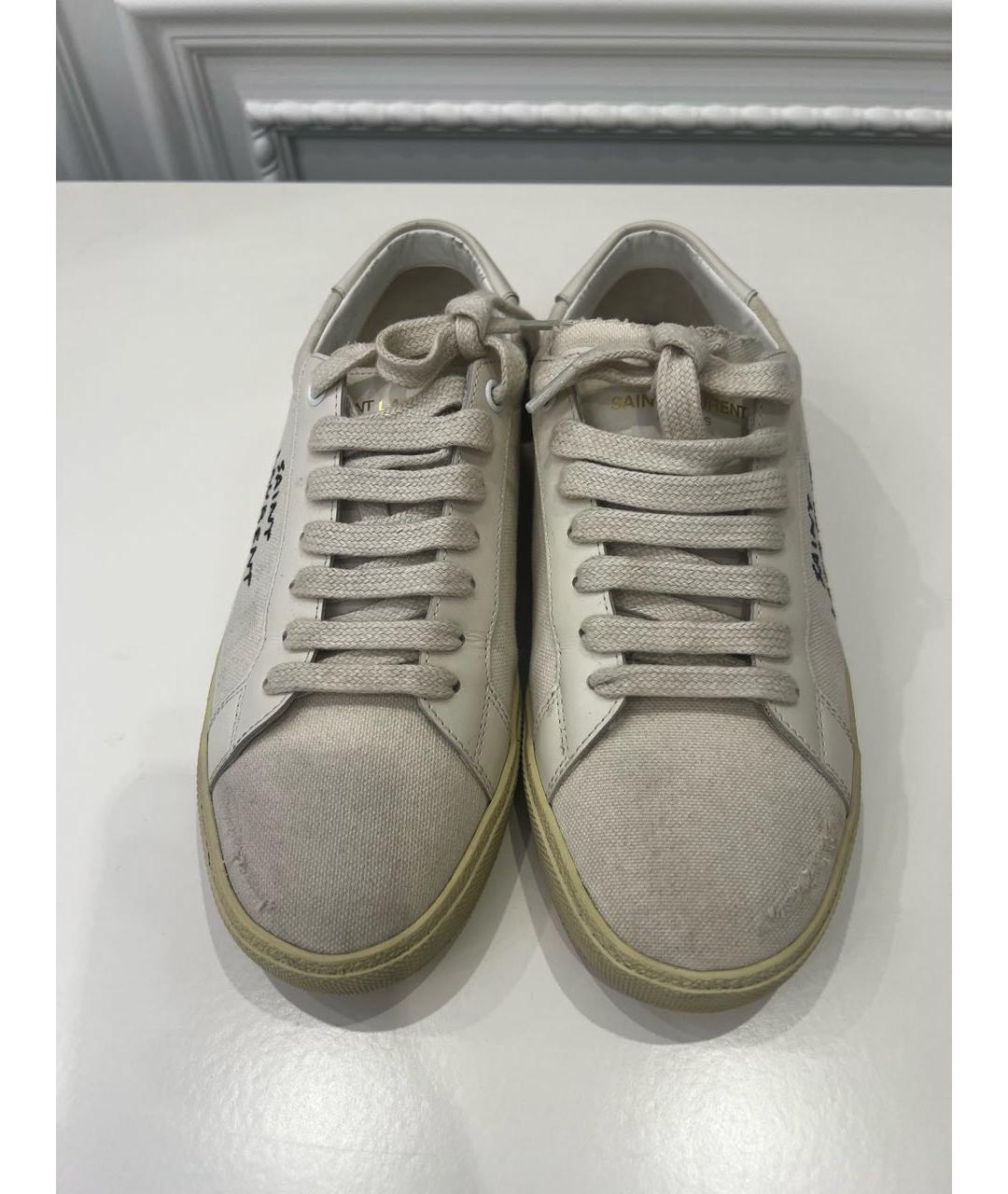 SAINT LAURENT Белые текстильные кеды, фото 2