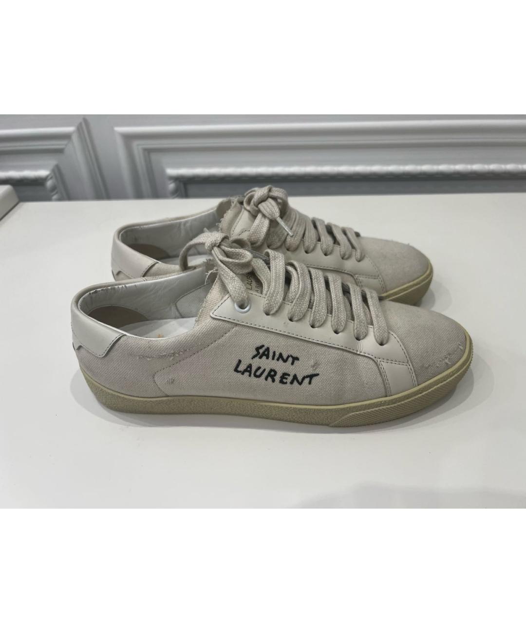 SAINT LAURENT Белые текстильные кеды, фото 5