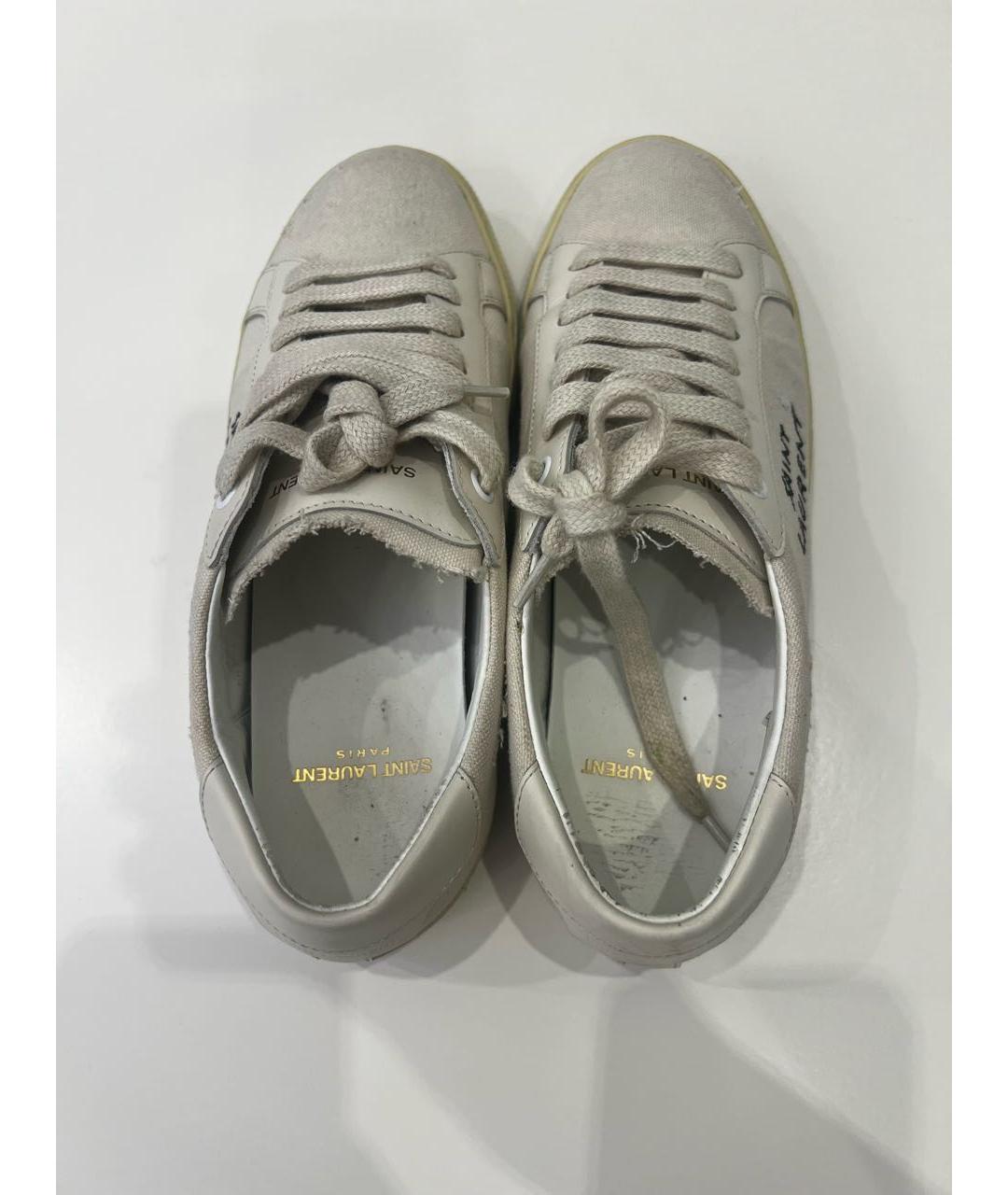 SAINT LAURENT Белые текстильные кеды, фото 3