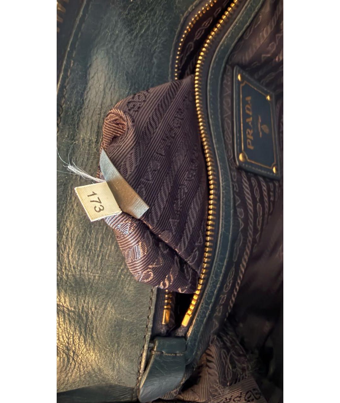 PRADA Темно-синяя кожаная сумка с короткими ручками, фото 7