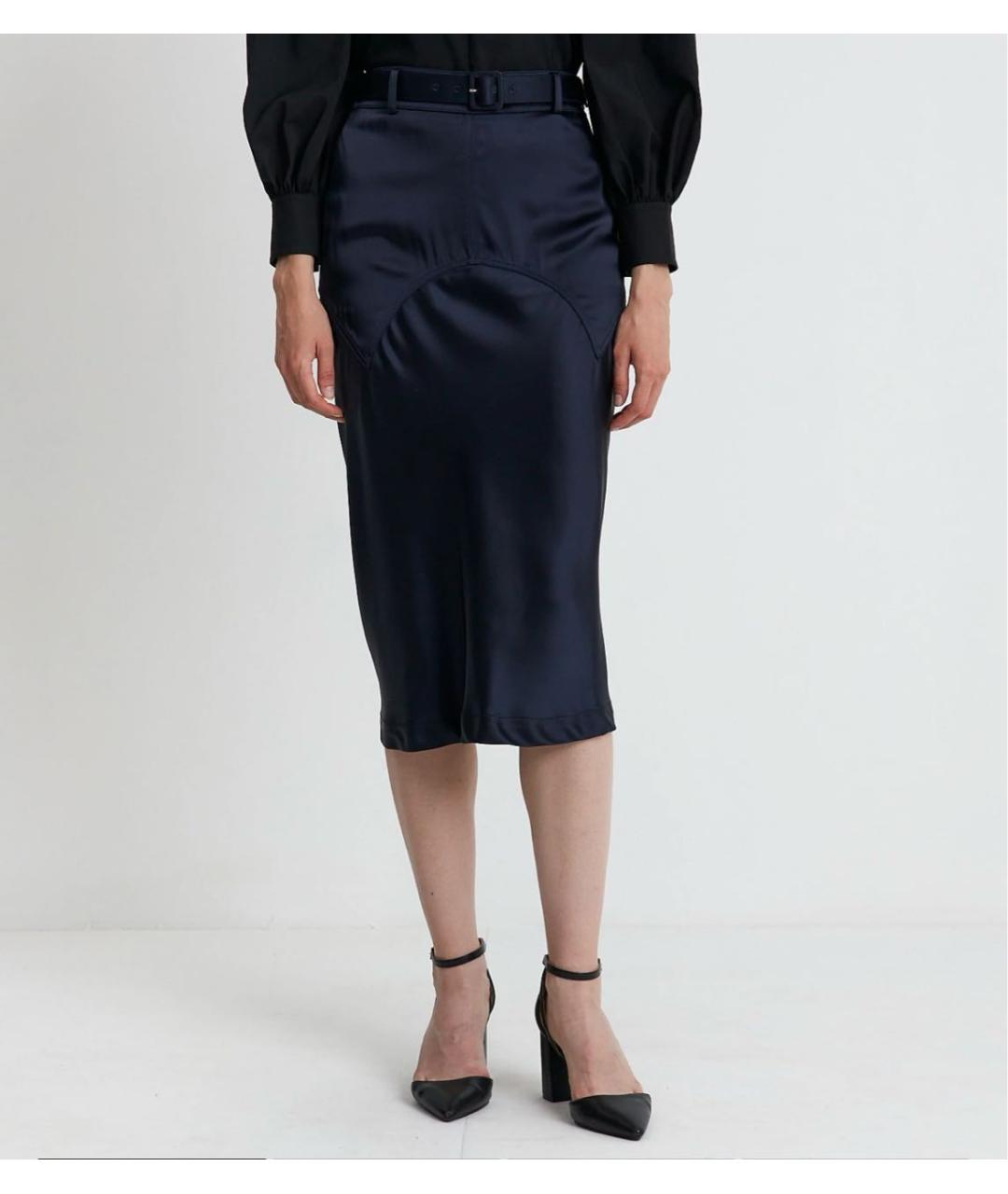 TOM FORD Темно-синяя ацетатная юбка миди, фото 3