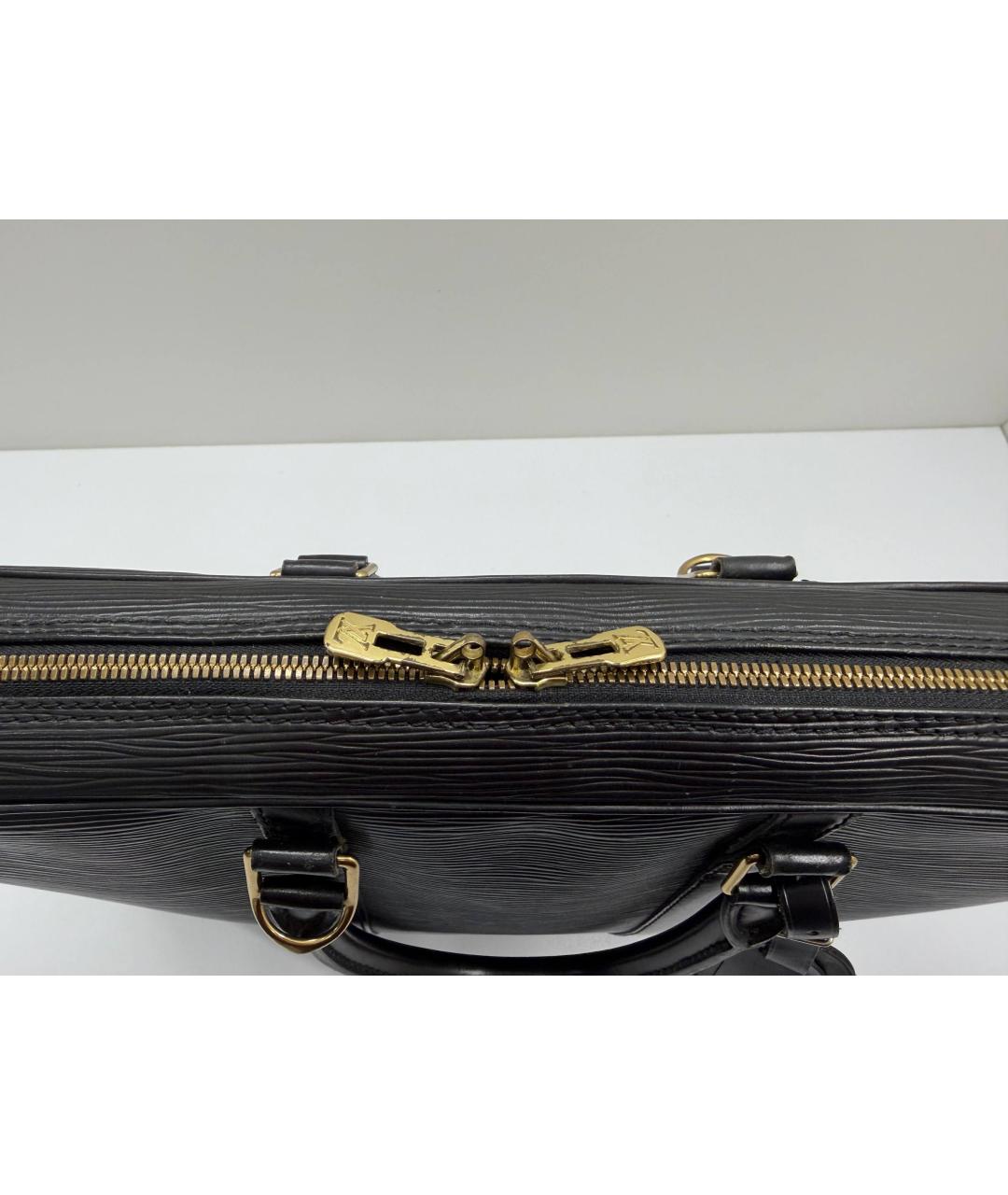 LOUIS VUITTON Черный кожаный портфель, фото 5