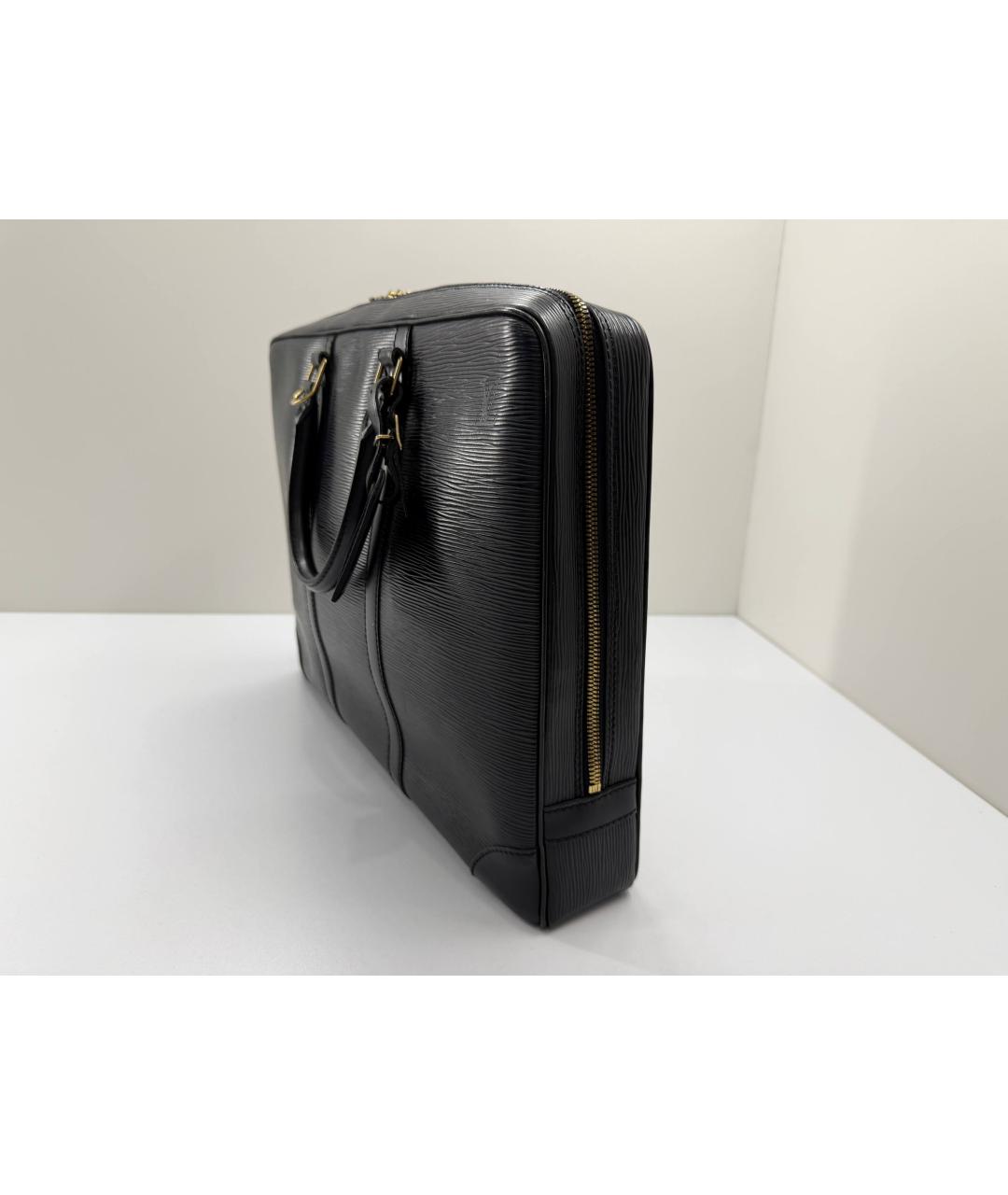 LOUIS VUITTON Черный кожаный портфель, фото 7