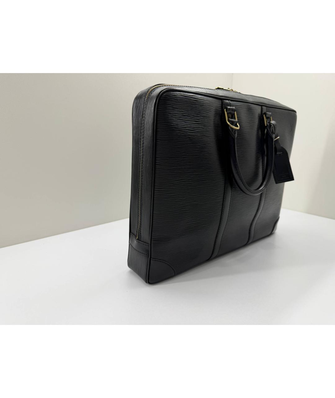 LOUIS VUITTON Черный кожаный портфель, фото 6