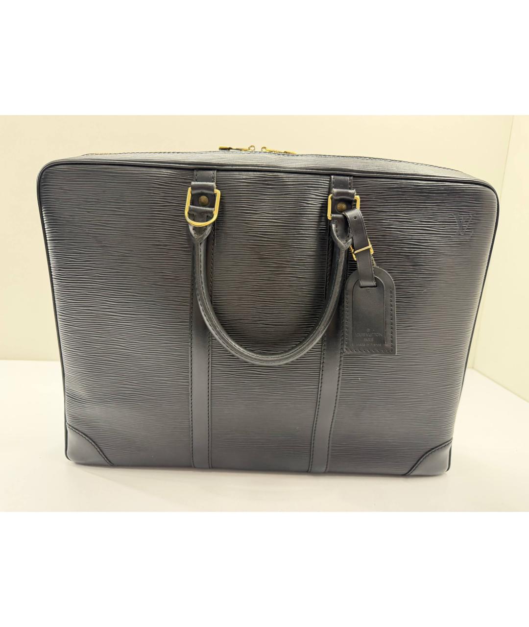 LOUIS VUITTON Черный кожаный портфель, фото 2