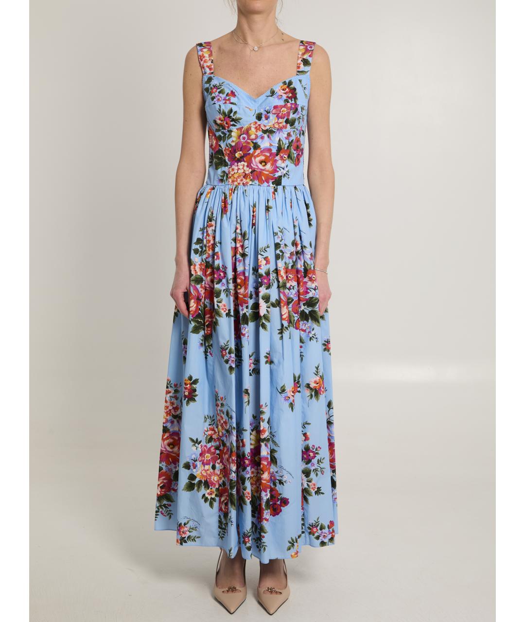 DOLCE&GABBANA Голубое хлопковое повседневное платье, фото 5