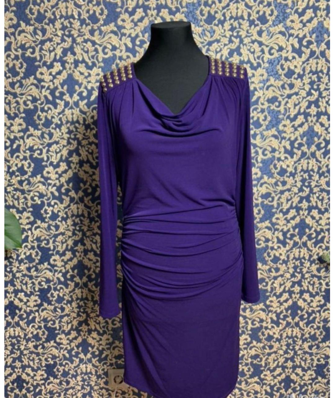 MICHAEL KORS Фиолетовое полиэстеровое повседневное платье, фото 8
