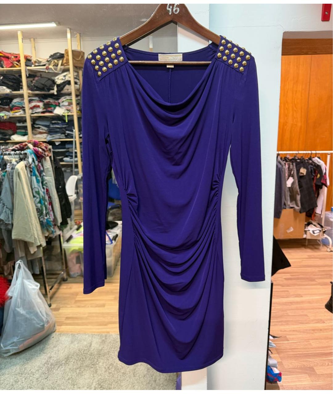 MICHAEL KORS Фиолетовое полиэстеровое повседневное платье, фото 5