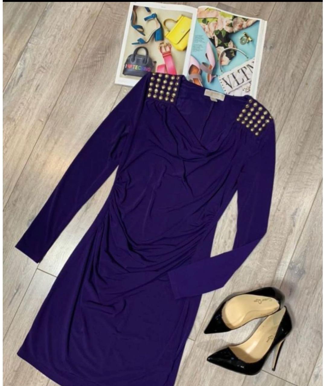 MICHAEL KORS Фиолетовое полиэстеровое повседневное платье, фото 7