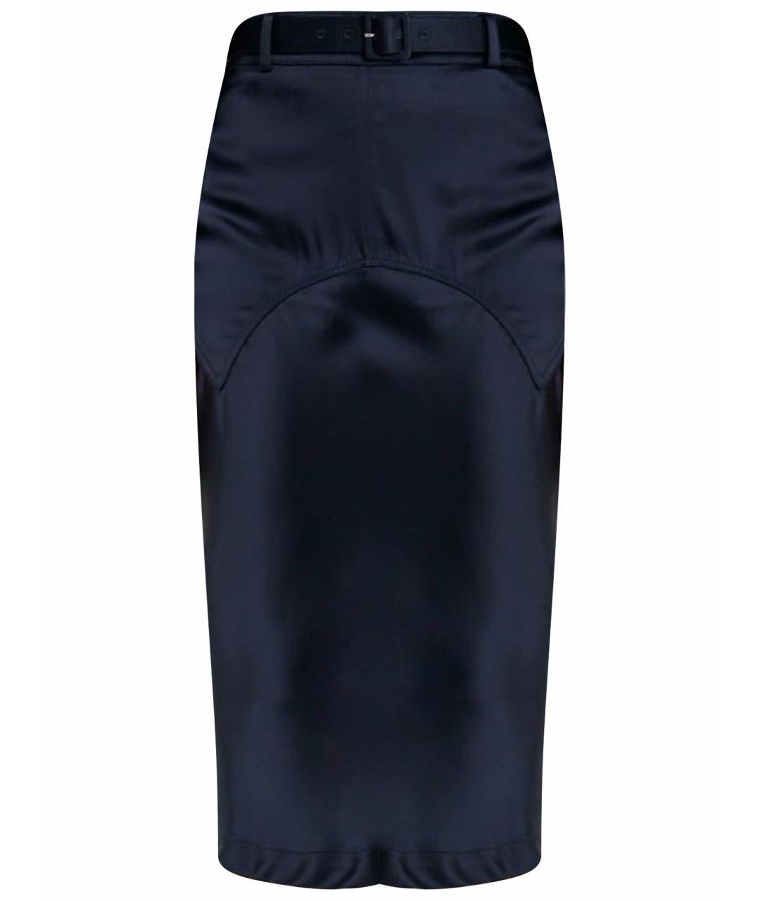 TOM FORD Темно-синяя ацетатная юбка миди, фото 1