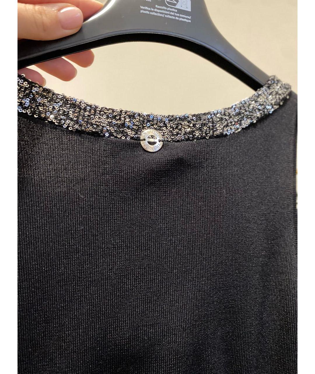 TWIN-SET Черное вискозное коктейльное платье, фото 7