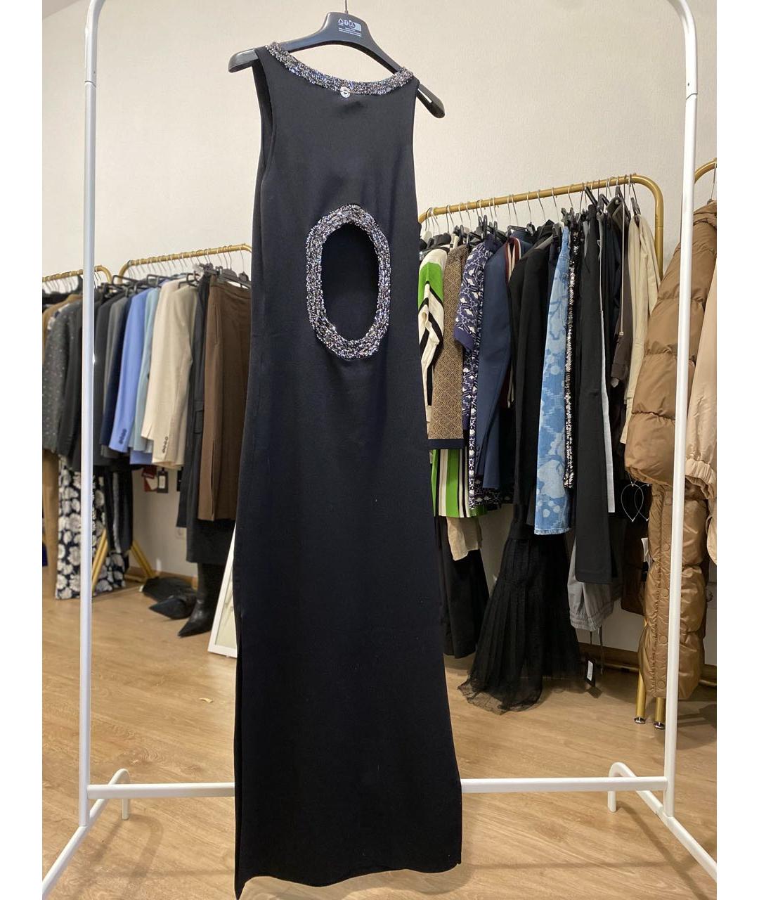 TWIN-SET Черное вискозное коктейльное платье, фото 2