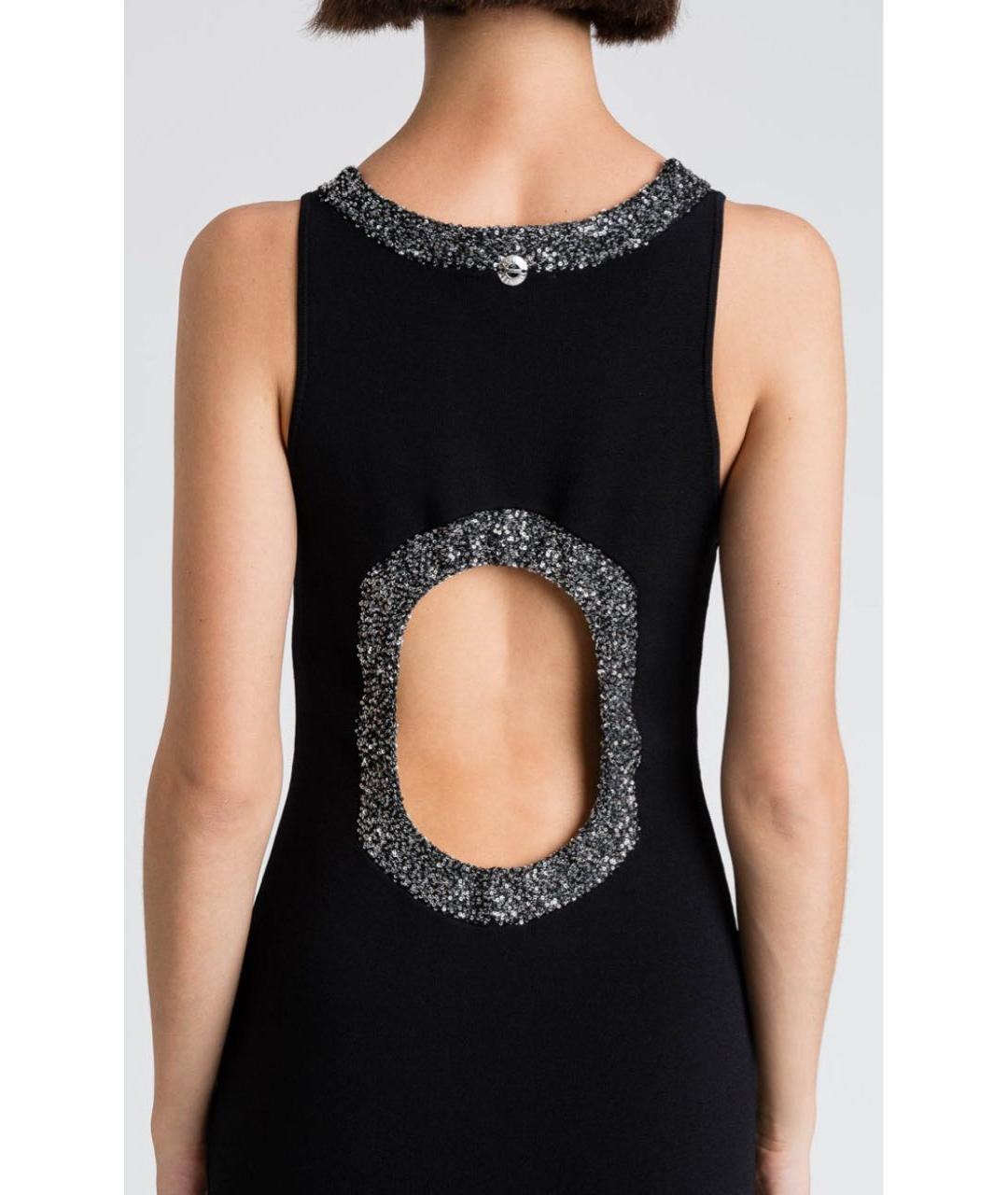 TWIN-SET Черное вискозное коктейльное платье, фото 4