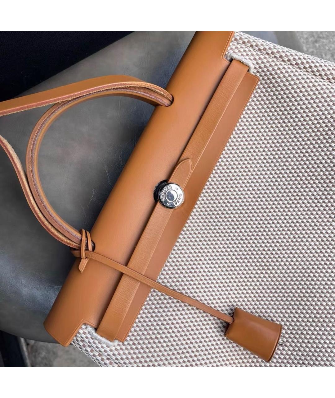 HERMES Коричневая тканевая сумка через плечо, фото 5