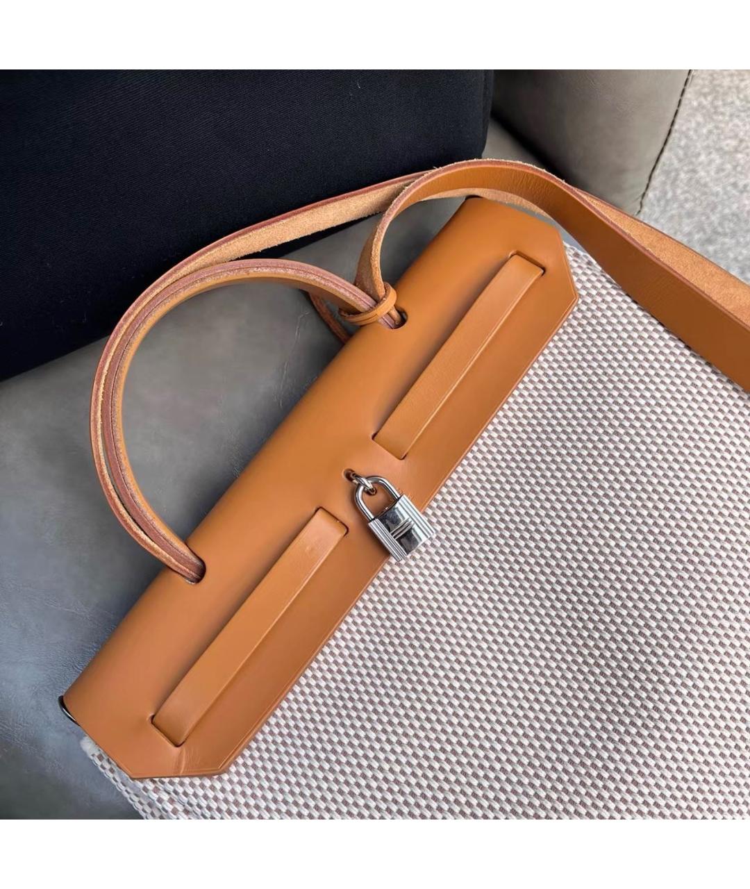 HERMES Коричневая тканевая сумка через плечо, фото 4