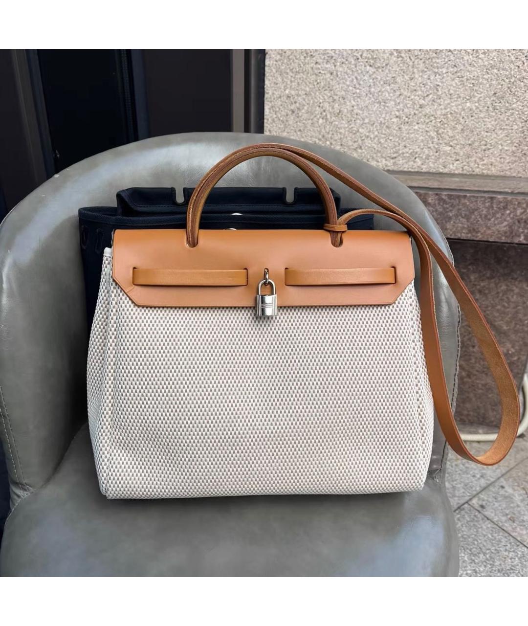 HERMES Коричневая тканевая сумка через плечо, фото 2