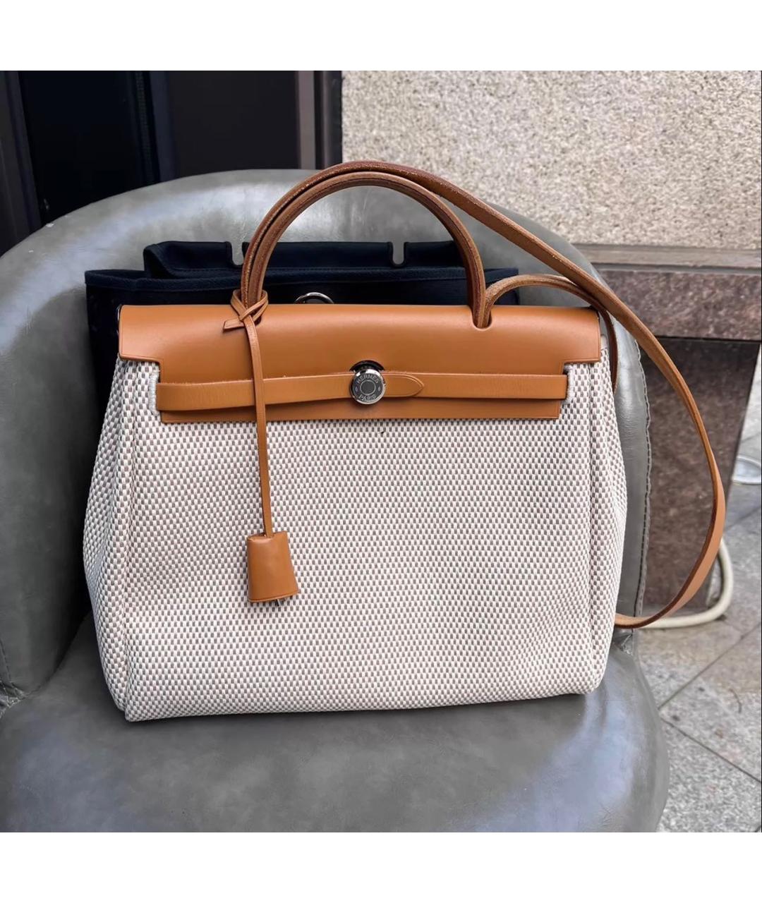 HERMES Коричневая тканевая сумка через плечо, фото 9