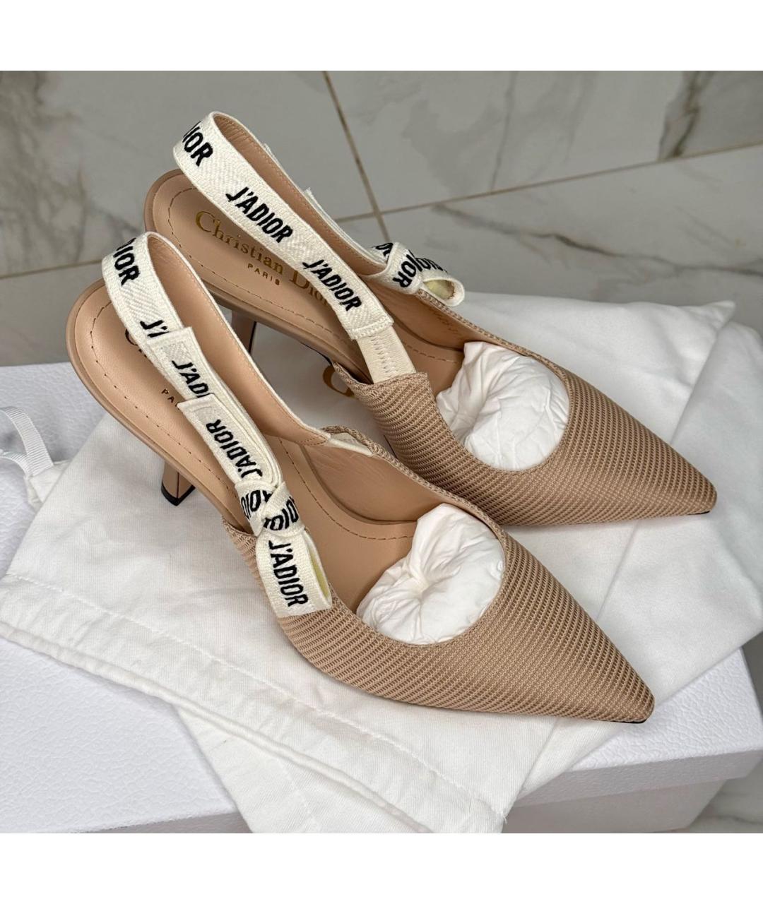 CHRISTIAN DIOR Бежевые кожаные туфли, фото 3