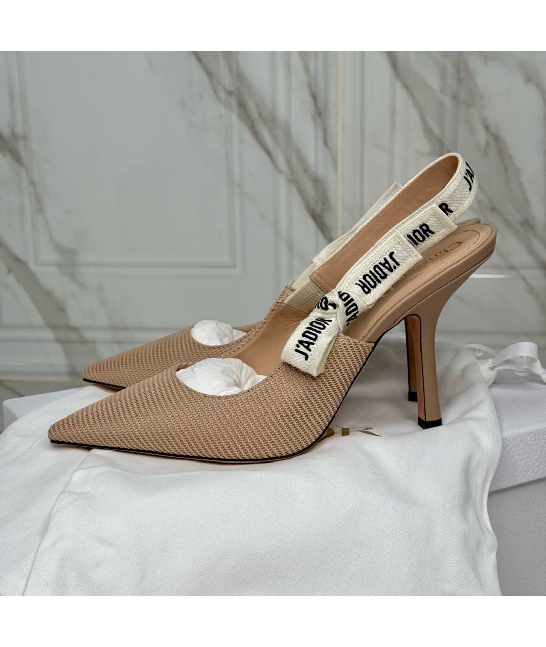 CHRISTIAN DIOR Бежевые кожаные туфли, фото 9
