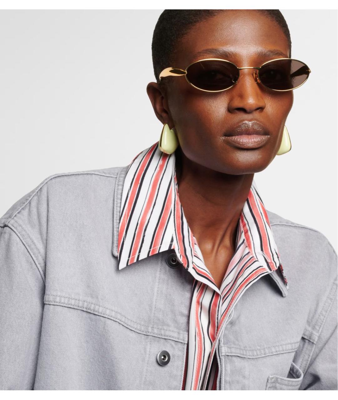 BOTTEGA VENETA Золотые металлические солнцезащитные очки, фото 5