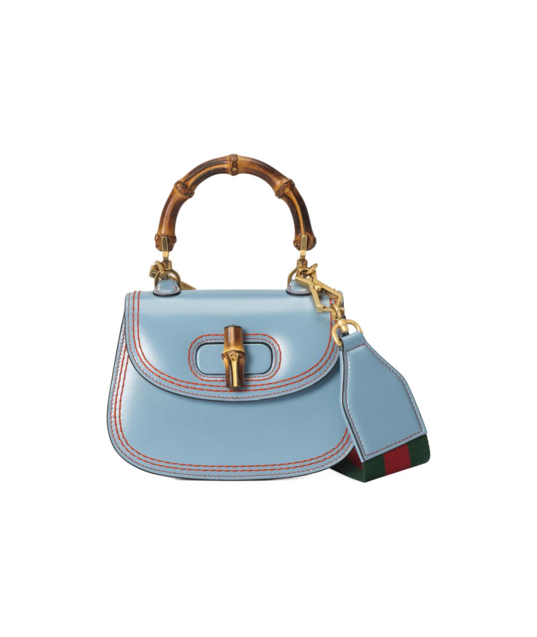 GUCCI Голубая кожаная сумка через плечо, фото 6